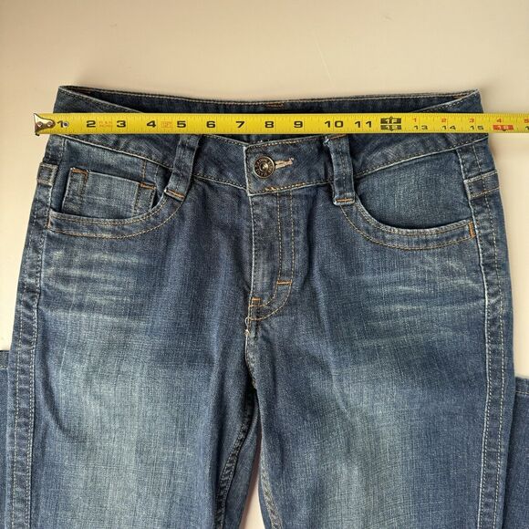 Calvin Klein Womens LEAN BOOTCUT Jeans Size 6 Blue Dark Wash Stretch Denim - Picture 4 of 16